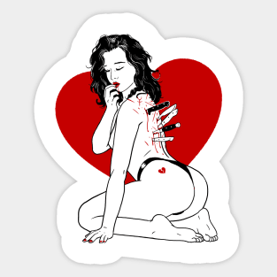 Corazones y Navajas Sticker